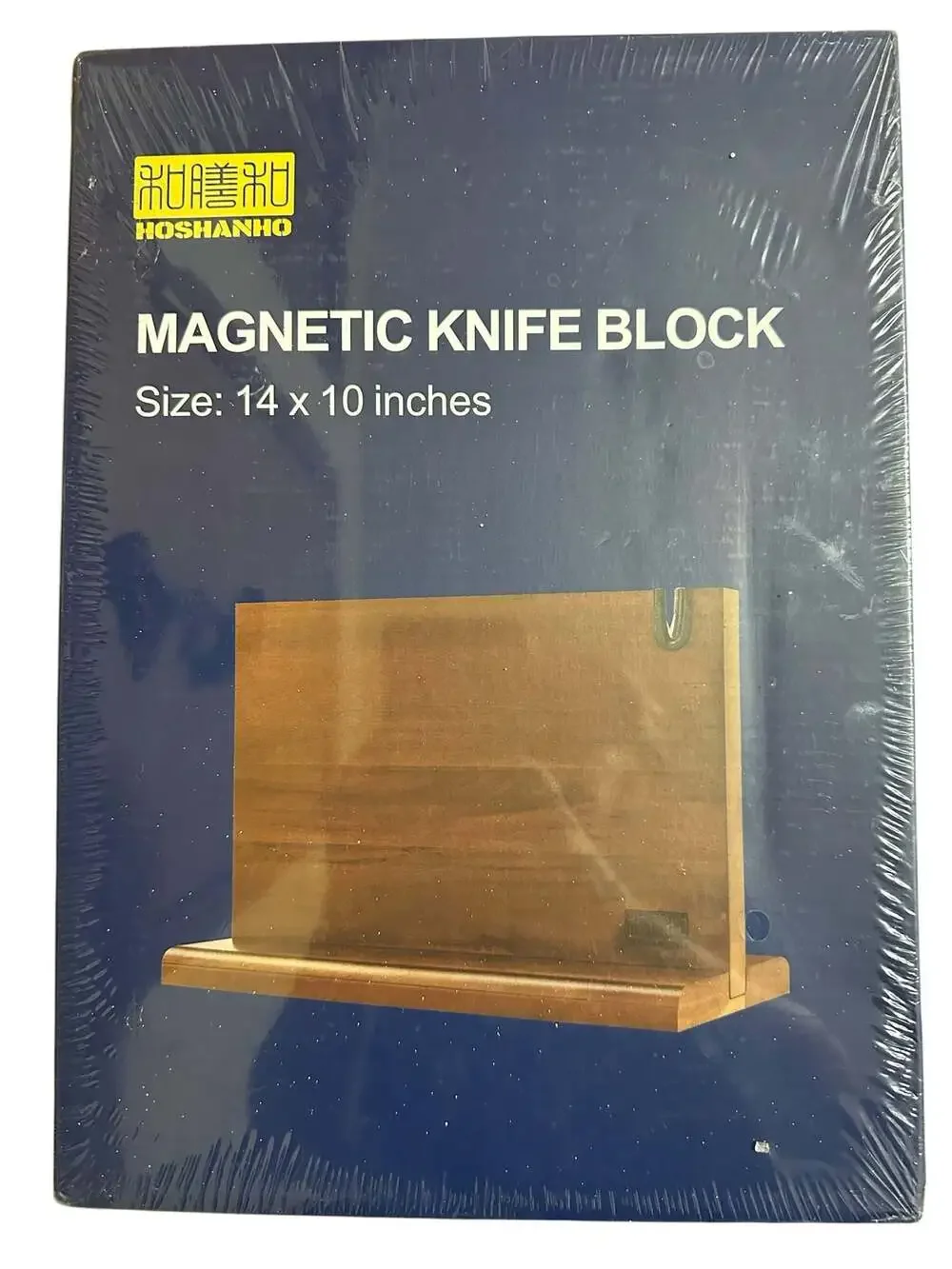 HOSHANHO Magnetic Knife Block 14” X 10” Countertop Wooden Knife Holder Stand